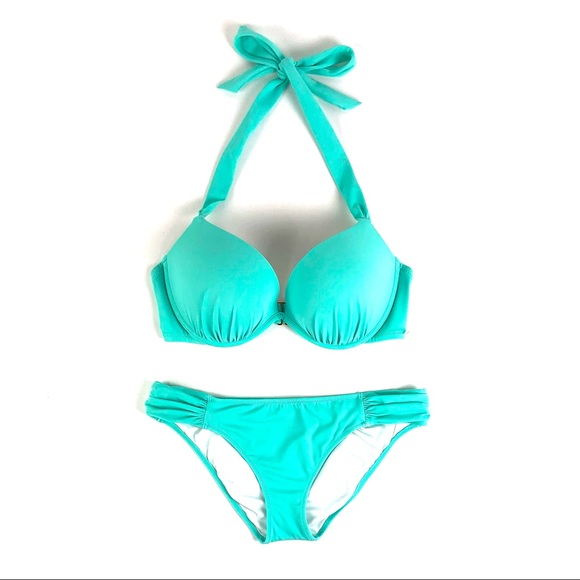 Victoria’s Secret The Knockout Bikini Seafoam Gorgeous Push-Up Top & Bottom - Picture 4 of 14